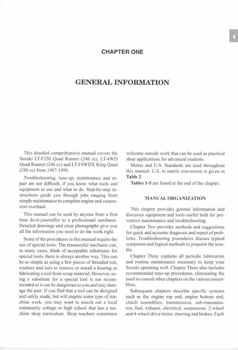 1987-1998 Suzuki LT ATVs (LT-4WD/LT-F4WDX/LT-F250) Service & Repair Manual preview img 9