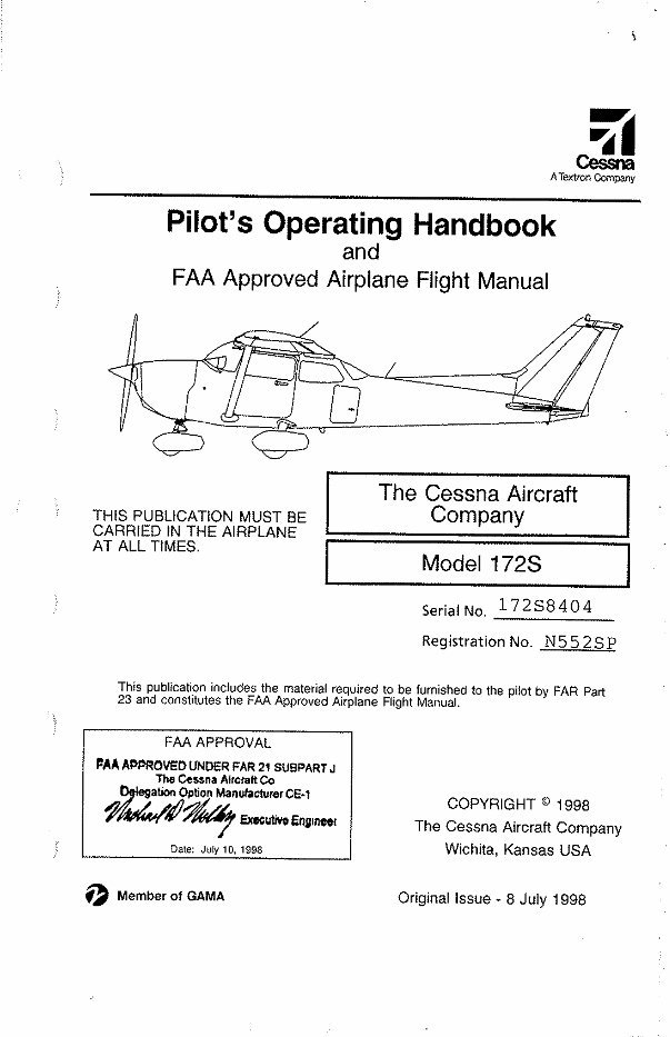 Cessna 172 S POH manual Flight Manual preview img 1