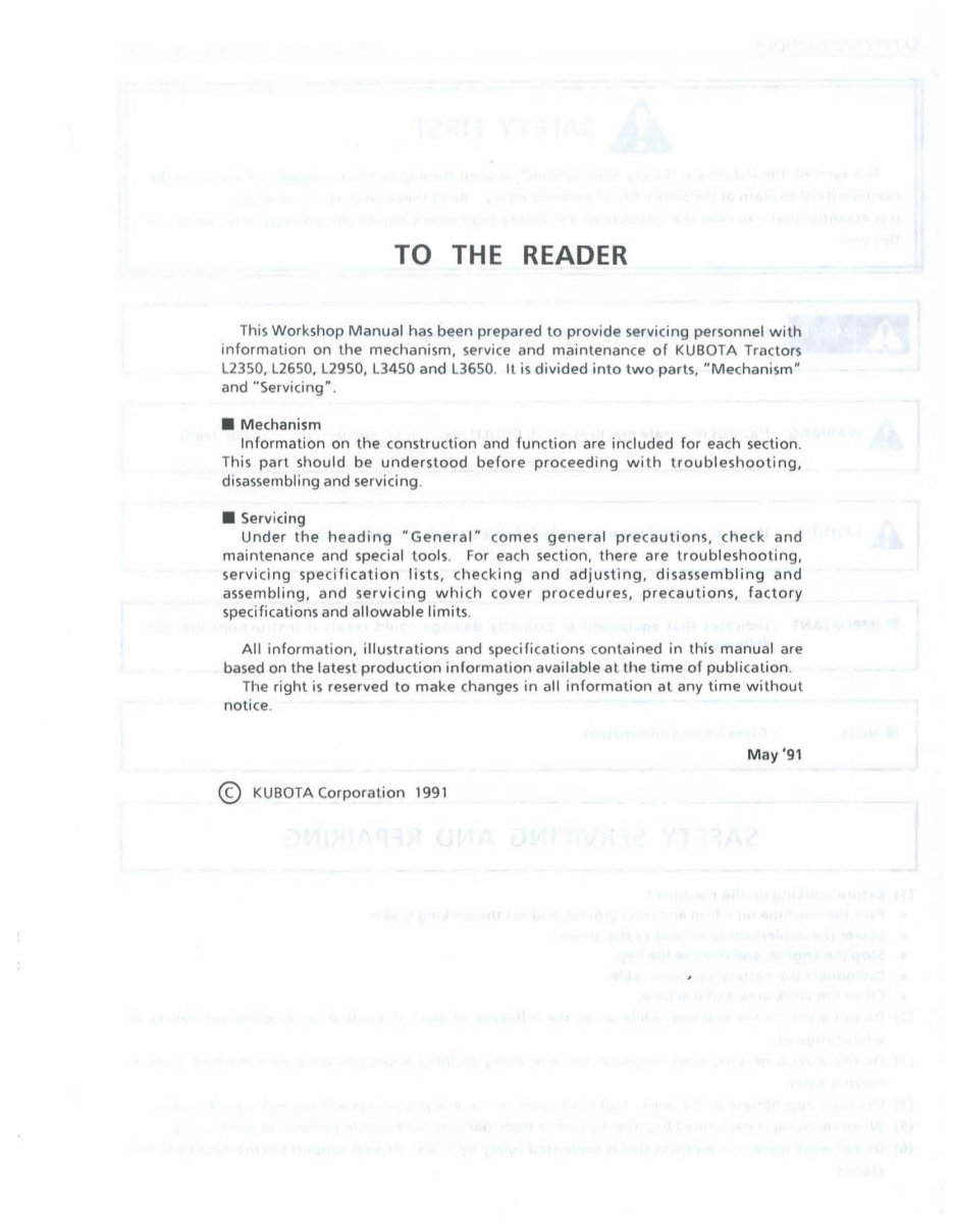 Kubota L2350 Tractor Service Repair Workshop Manual preview img 3