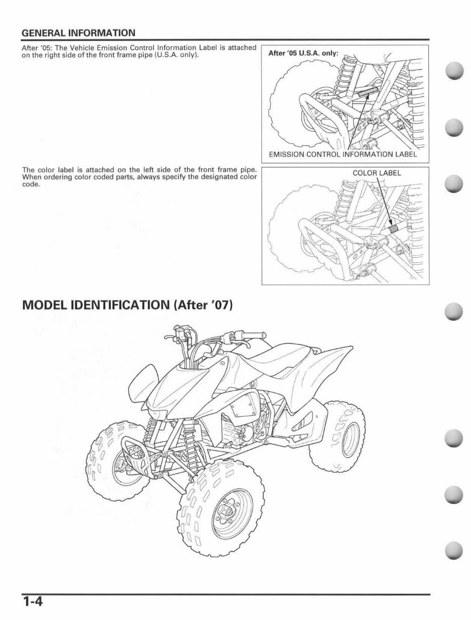 HONDA TRX450R / TRX450ER Service & Repair Manual (2004 2005 2006) - ! preview img 8