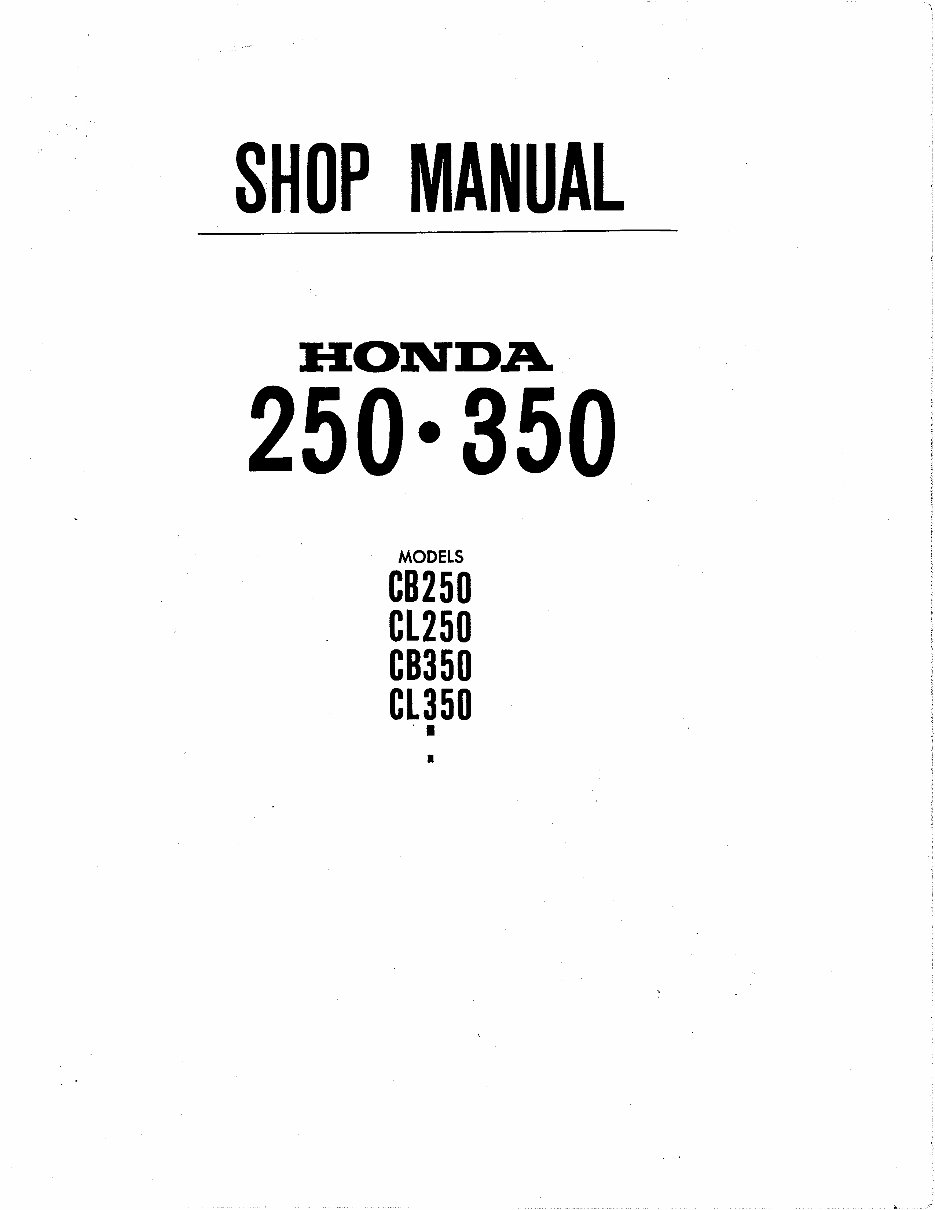1968-1973 HONDA 250-350 (CB250, CL250, CB350, CL350, SL350) Motorcycle Workshop Repair & Service Manual preview img 1