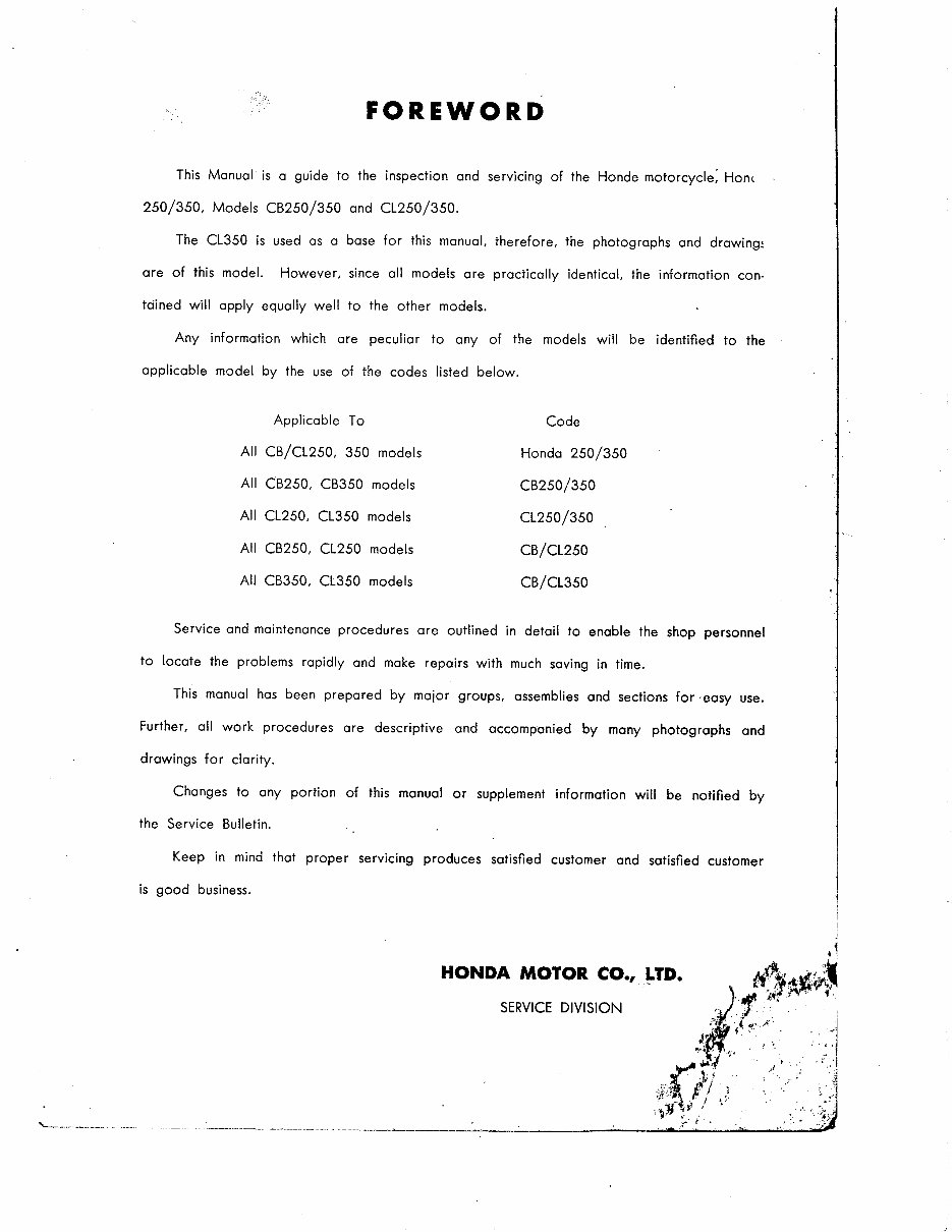 1968-1973 HONDA 250-350 (CB250, CL250, CB350, CL350, SL350) Motorcycle Workshop Repair & Service Manual preview img 3