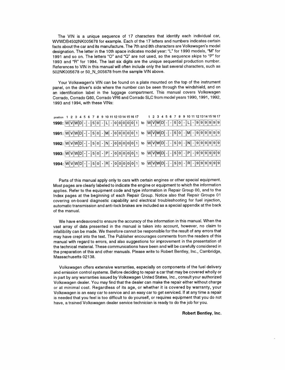 1990-1994 Volkswagen Corrado (incl. G60, VR6 and SLC) Workshop Repair Service Manual BEST preview img 3