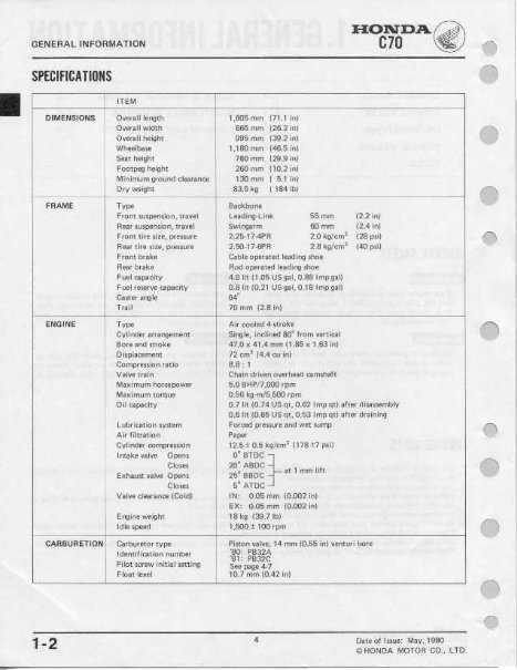 HONDA C70 Scooter Service Repair Manual 1980 1981 1982 !!! preview img 10