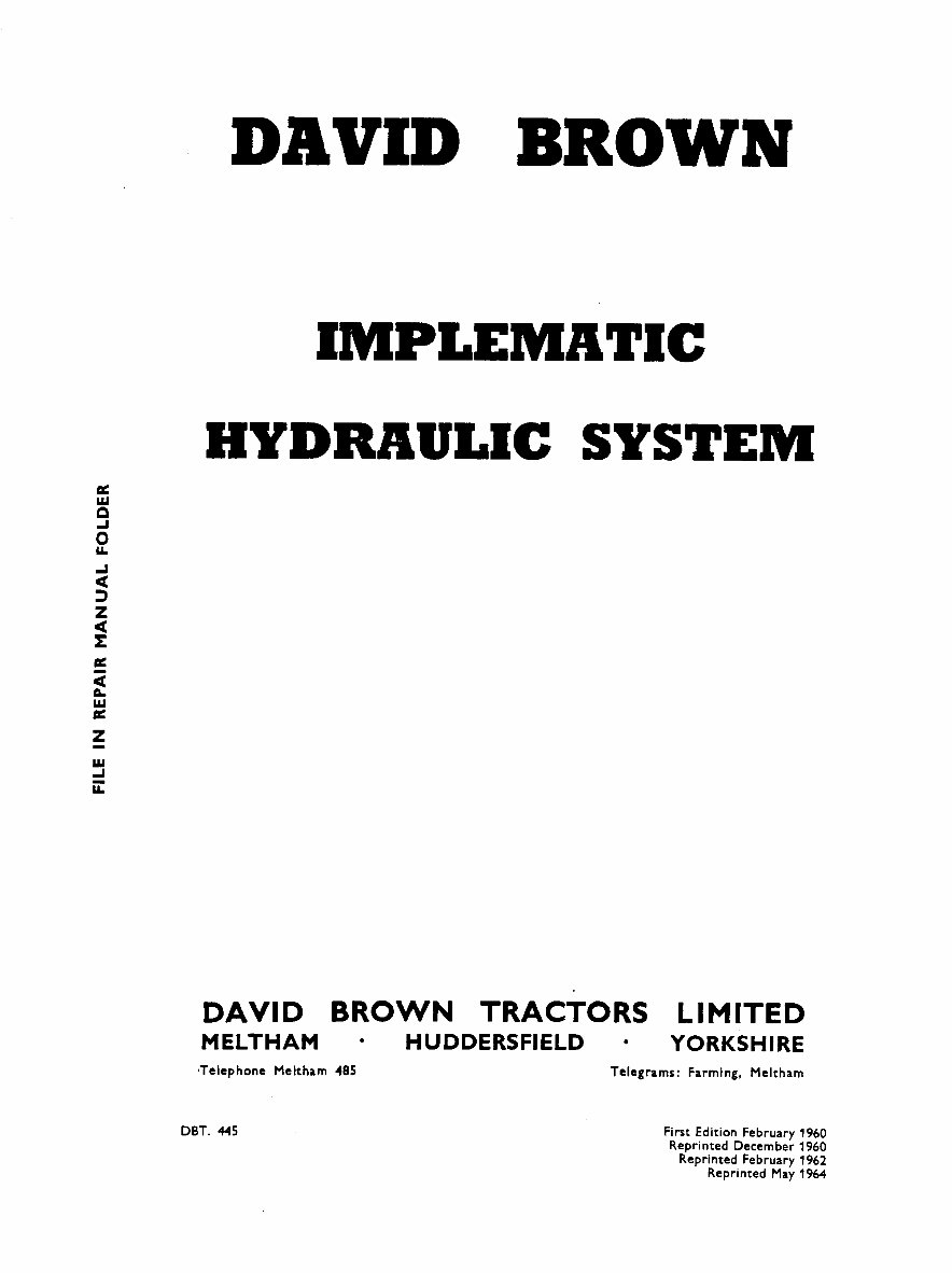 David Brown 850 950 Implematic Hydraulics Tractor Complete Workshop Service Repair Manual preview img 1