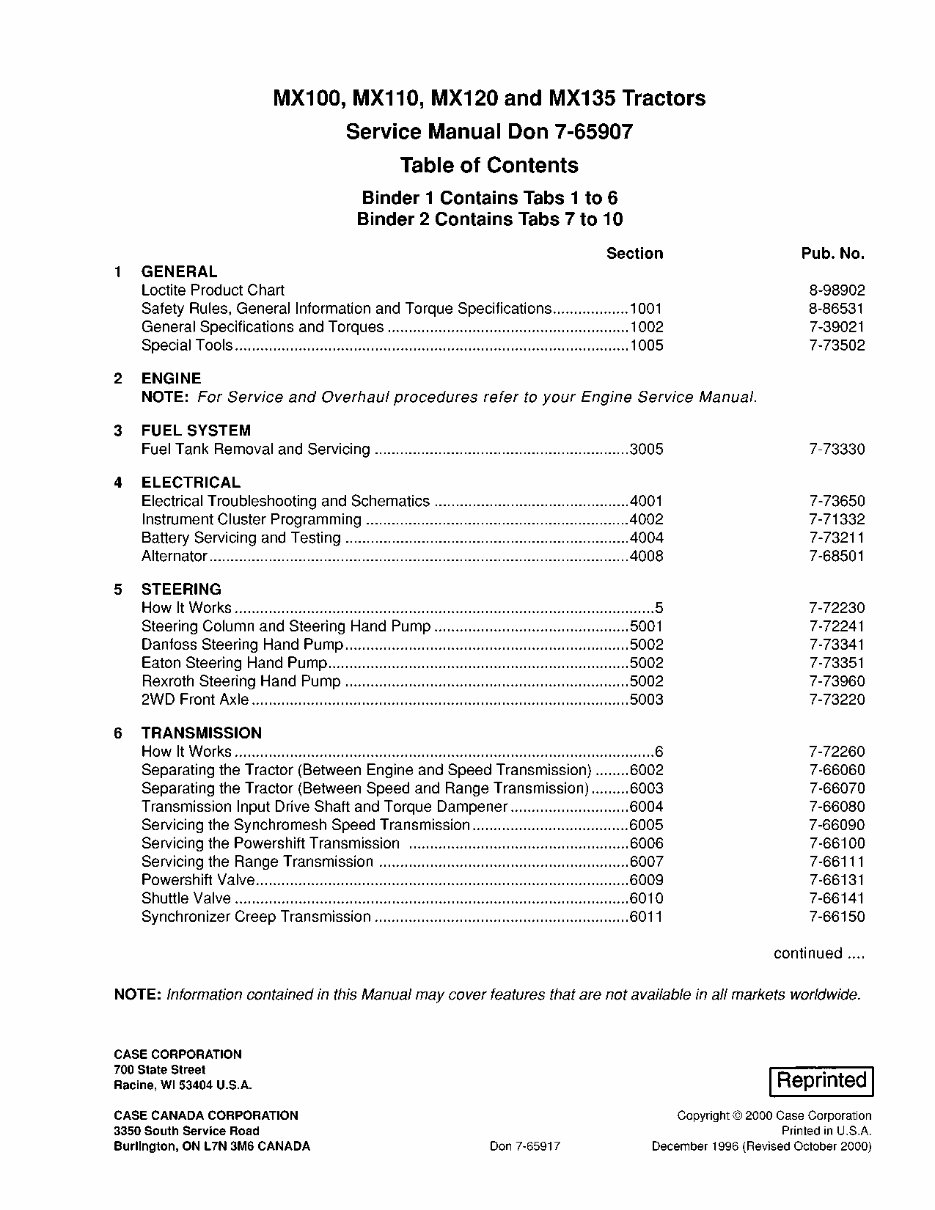 Case MX100 MX110 MX120 MX135 Tractor Service Workshop Manual - preview img 2