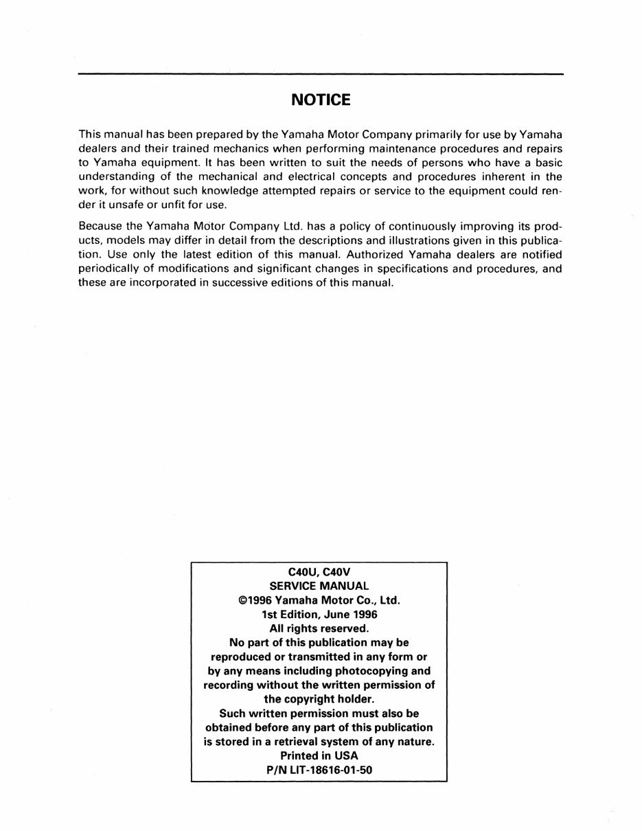 1997 Yamaha C40 TLRV Outboard service repair maintenance manual. Factory preview img 3