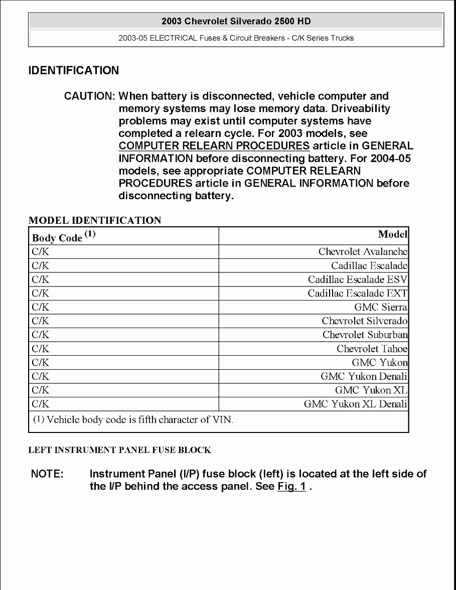2001 Chevrolet Silverado 2500 HD Service & Repair Manual preview img 1