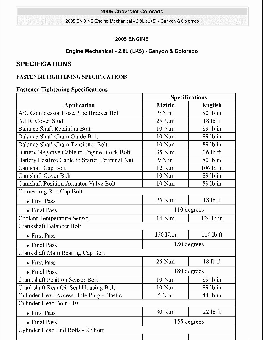 2005 Chevrolet Colorado Service & Repair Manual preview img 1
