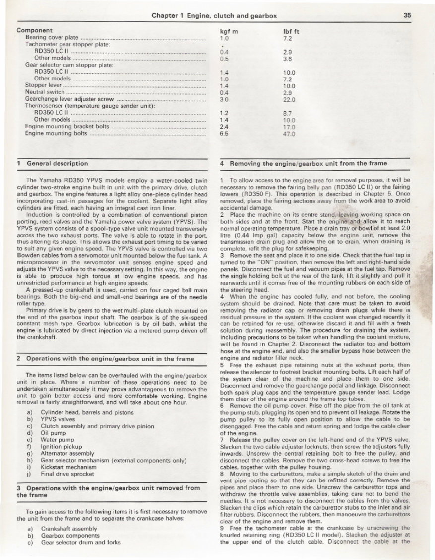 Yamaha RD350 LC2 N F N2 F2 1983-1986 Repair Service Manual preview img 4