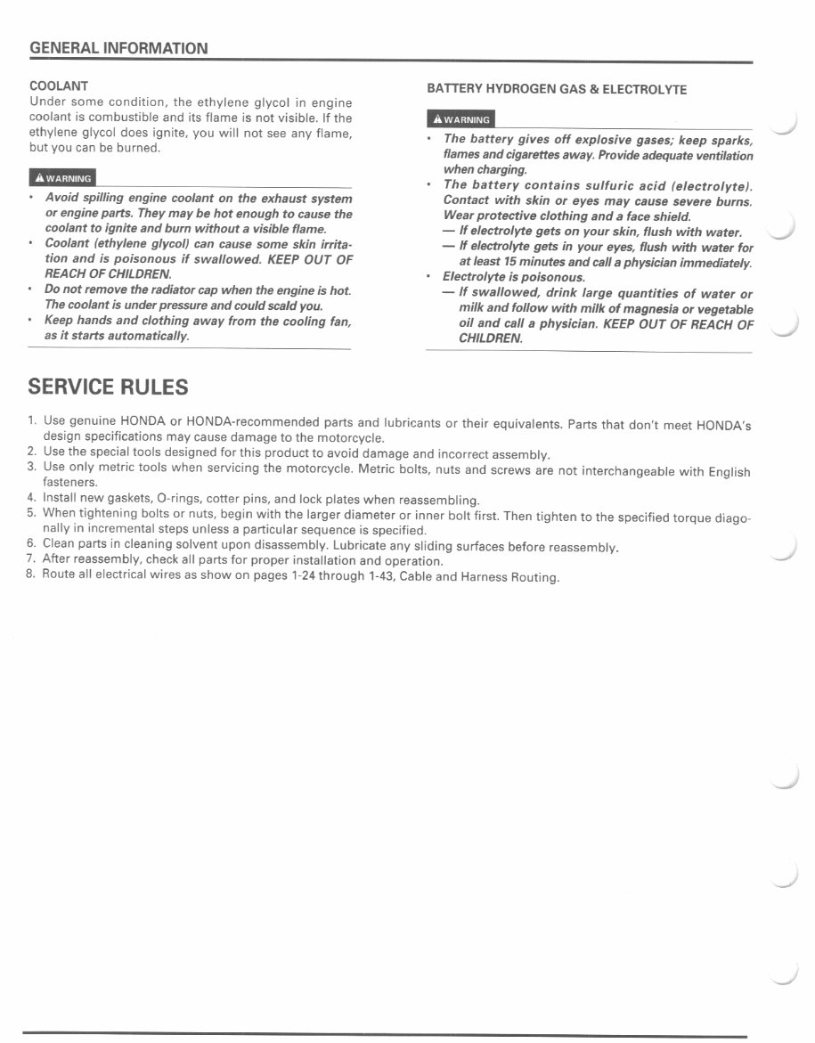 1998-2001 Honda VFR 800 FI Interceptor Service & Repair Manual preview img 5
