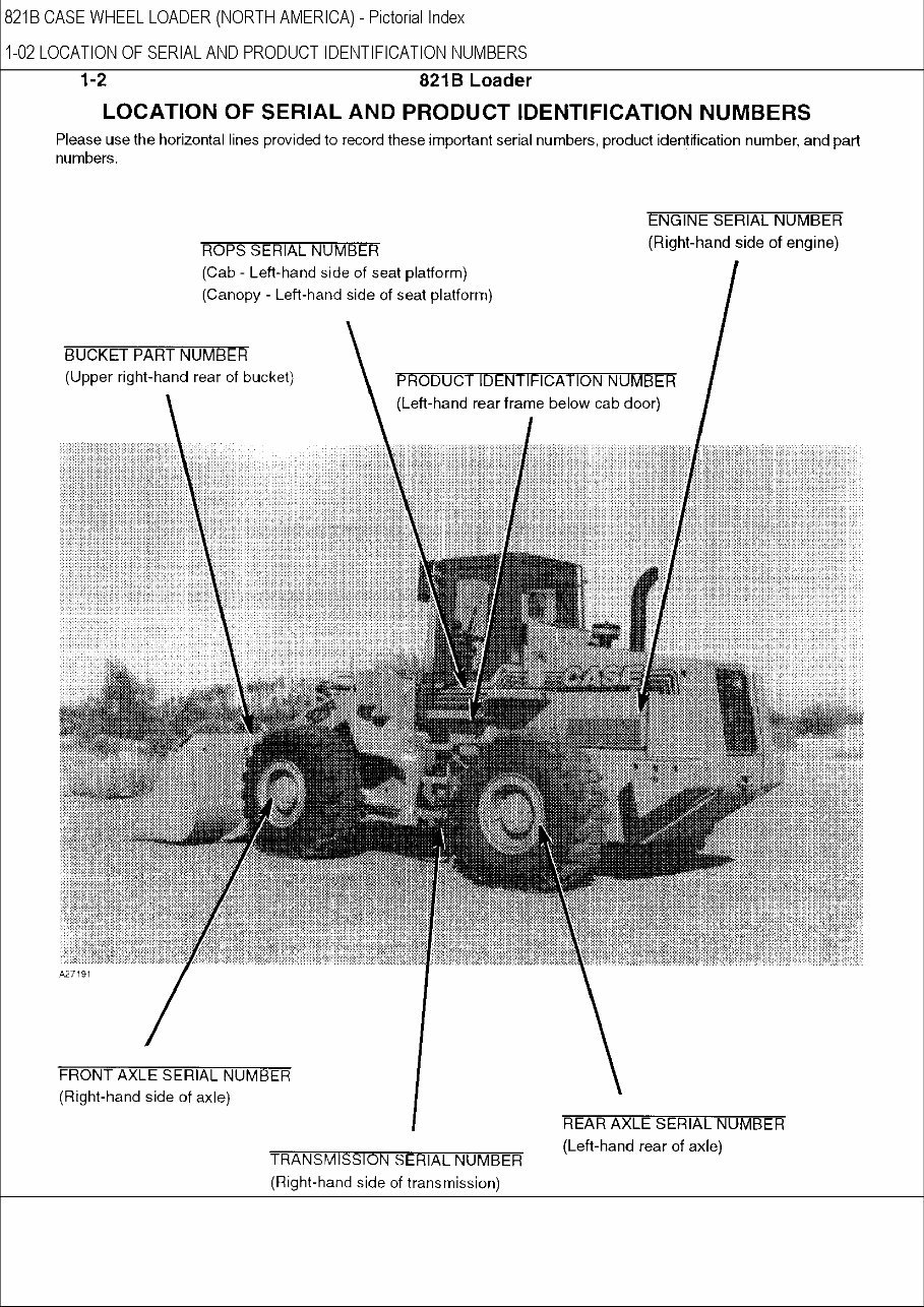 CASE 821B Wheel Loader Parts Catalog Manual preview img 3
