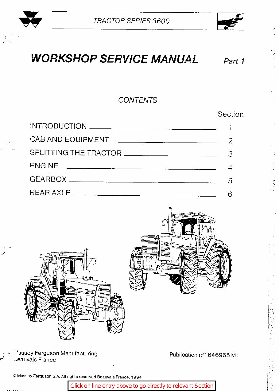 Massey Ferguson MF3600-Series (MF3610 to MF3690) Service & Repair Manual preview img 2