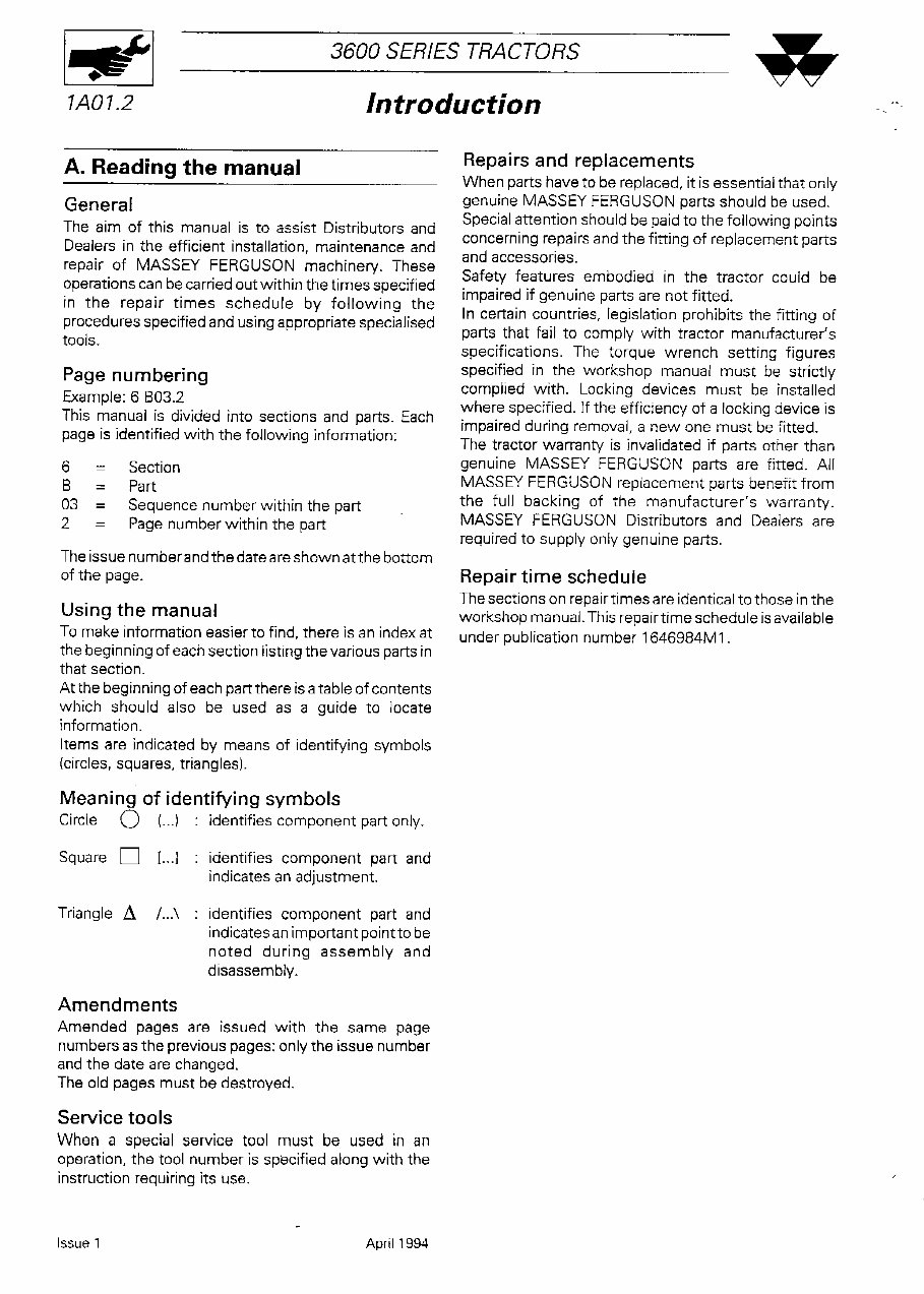 Massey Ferguson MF3600-Series (MF3610 to MF3690) Service & Repair Manual preview img 6