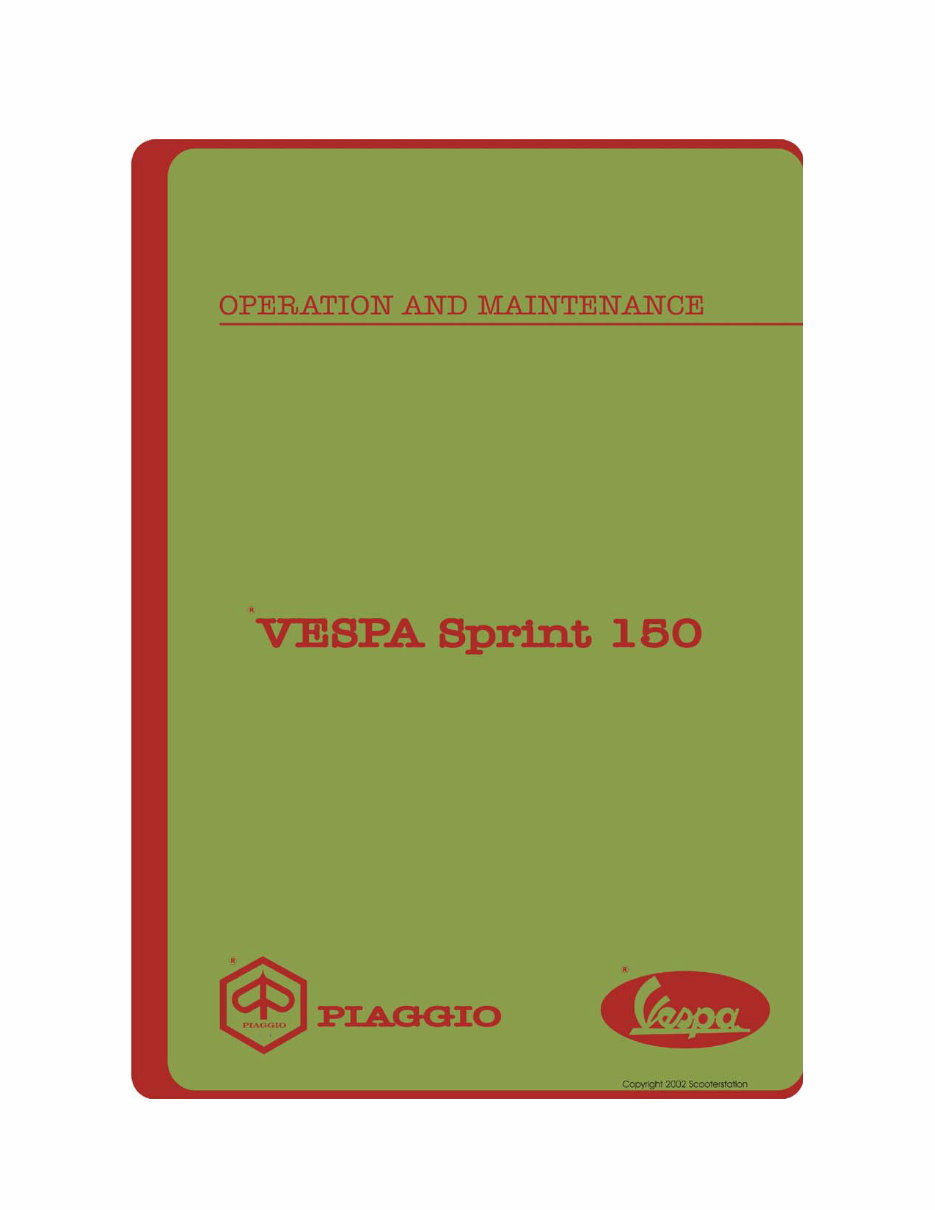 Vespa 150 Sprint Scooter Factory Service & Work Shop Manual preview img 1