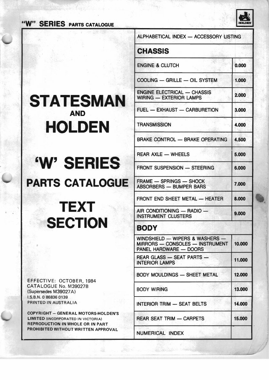 1980-1982 Holden Statesman WB Parts Catalog preview img 2