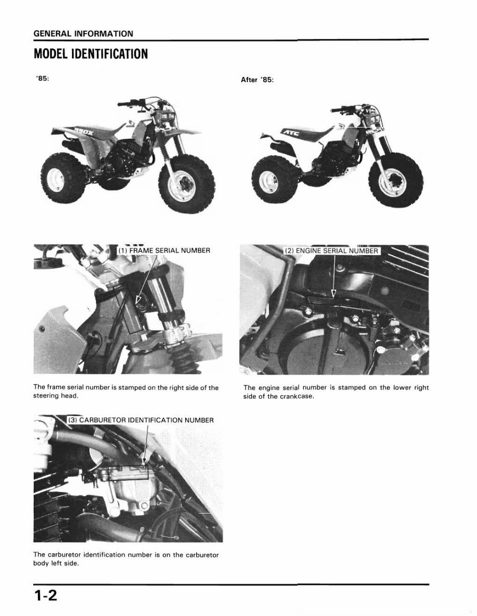 1985-1986 HONDA ATC 350x 3-Wheeler Service Repair Manual ATC350 - IMPROVED - preview img 5