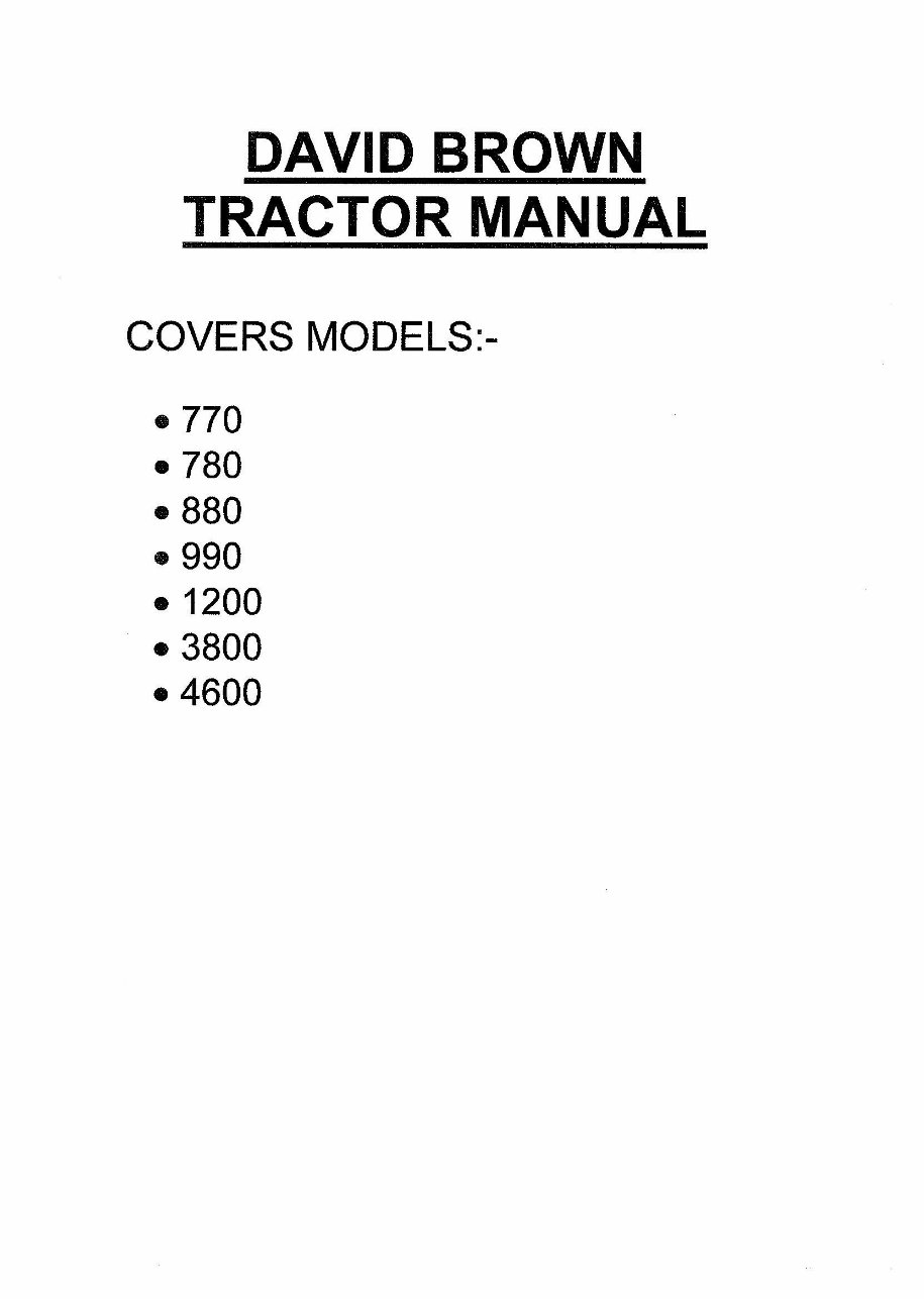 David Brown 770 780 880 990 3800 4600 Vintage Tractor Complete Workshop Service Repair Manual preview img 1