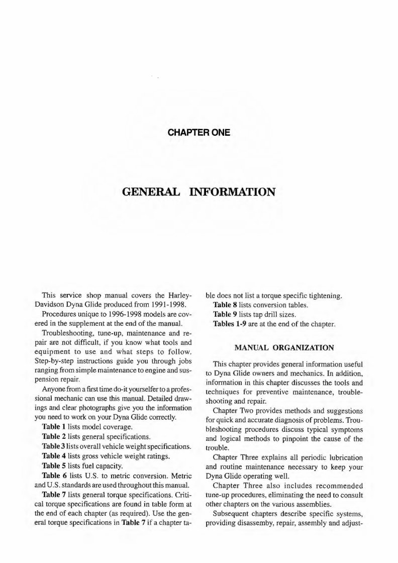 Harley Davidson FXD Dyna Super Glide 91-98 Service Manual preview img 1