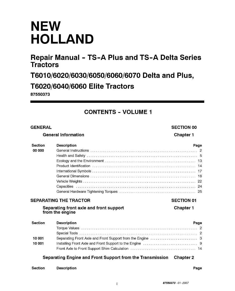 New Holland TS115A Factory Service & Work Shop Manual preview img 2