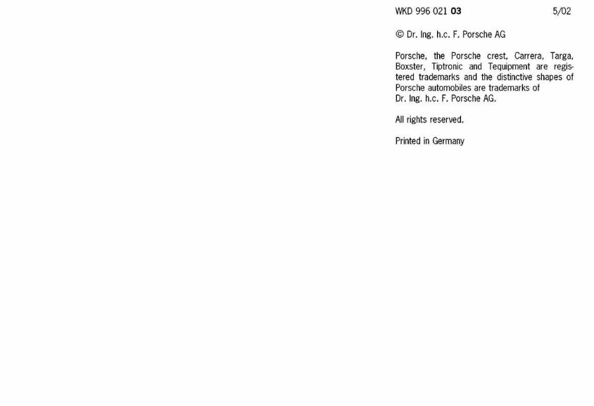2003 Porsche 911 Carrera (996) Owners Manual preview img 1
