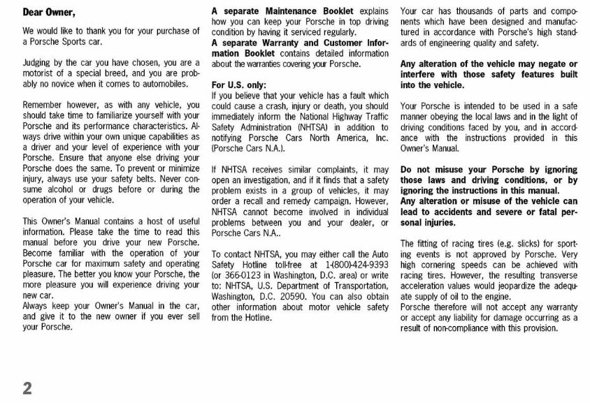 2003 Porsche 911 Carrera (996) Owners Manual preview img 2