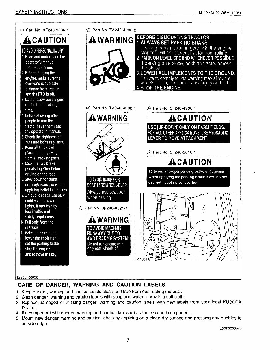 Kubota M120 Tractor Service & Repair Manual preview img 7