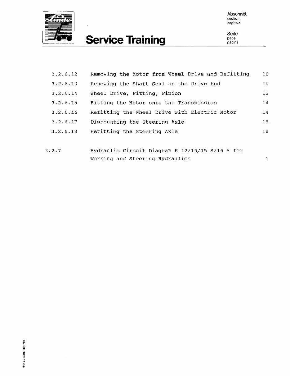 Linde Electric Forklift Truck Type 324: E12, E15, E15S, E16S Service Training Manual preview img 5