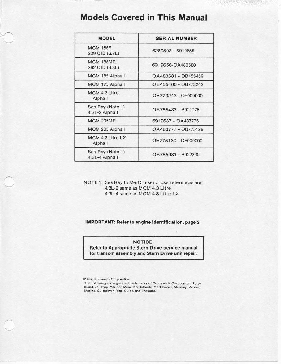 1983-1993 Mercruiser GM V6 175 185 205 3.8L 4.3L Marine Engine Service & Repair Manual preview img 3