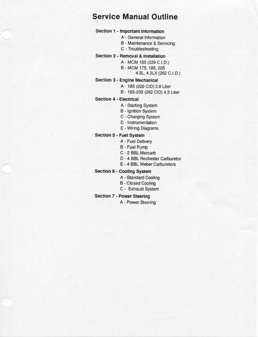 1983-1993 Mercruiser GM V6 175 185 205 3.8L 4.3L Marine Engine Service & Repair Manual preview img 7