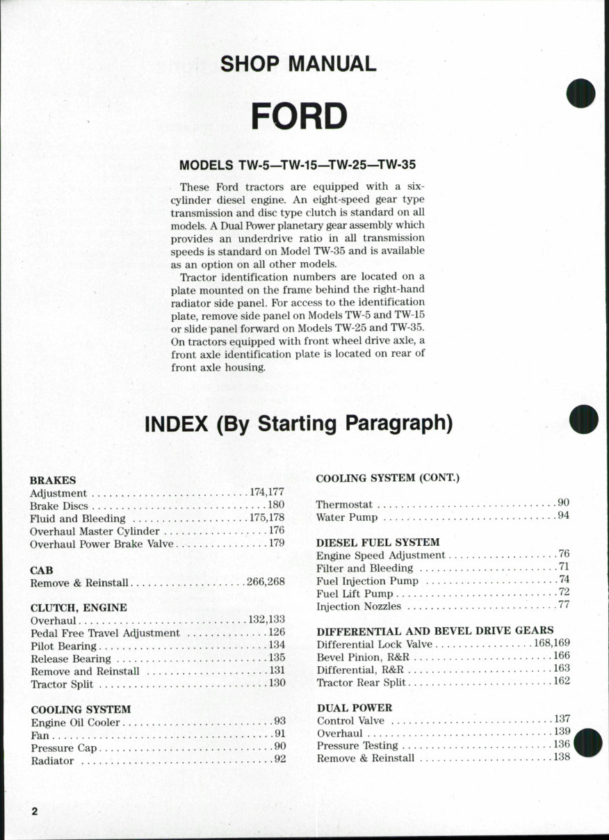 Ford TW-5, TW-15, TW-25, TW-35 Tractor Service Repair Manual preview img 1