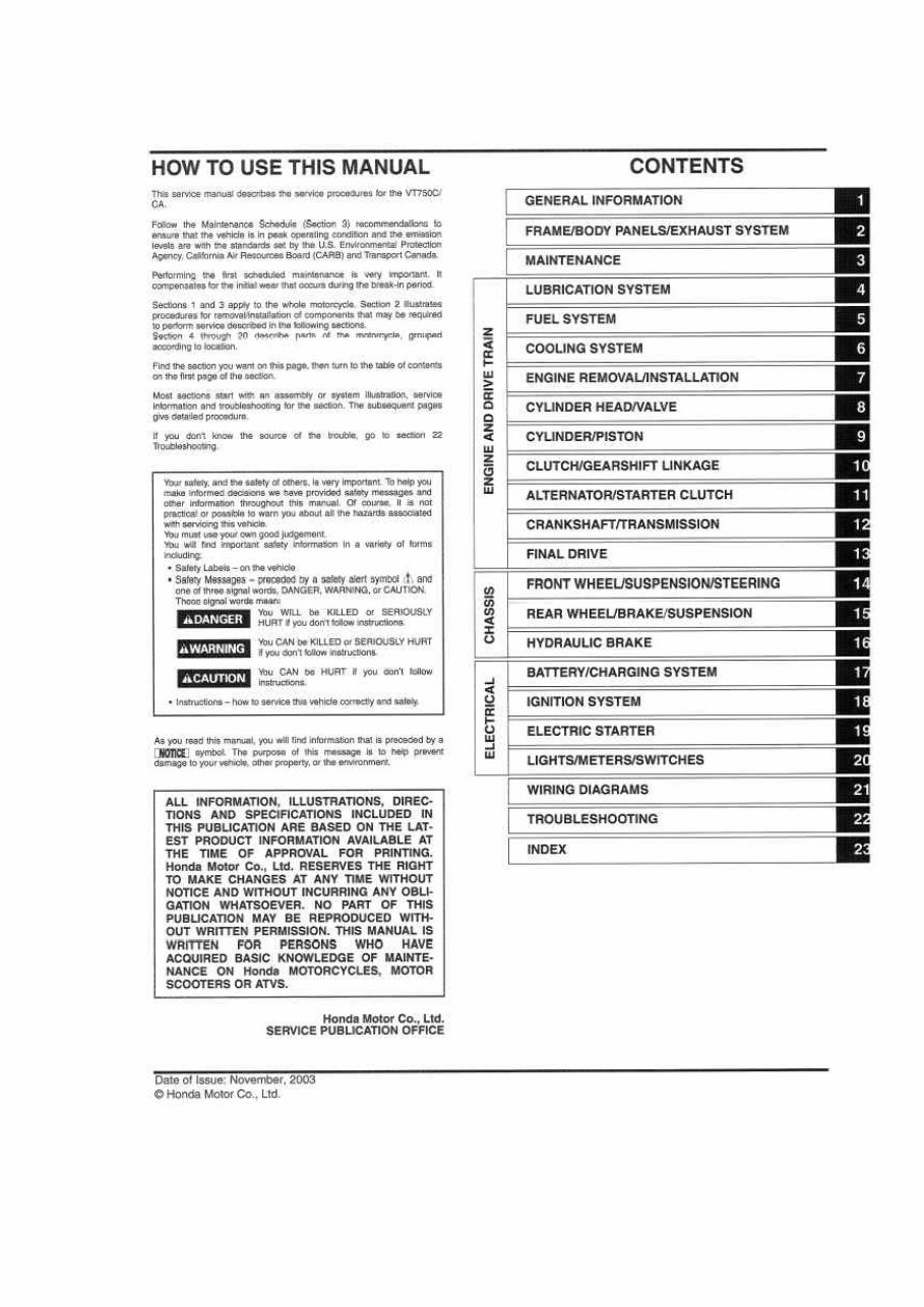 2005 Honda VT750CVT750CA Shadow Aero Service & Repair Manual preview img 2