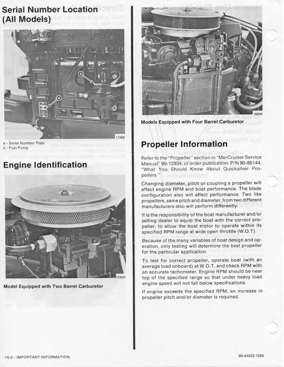 1989-1995 Mercruiser Mercury Marine 4 Cyl 165 170 180 190 3.7L Alpha One Engine Service & Repair Manual preview img 10