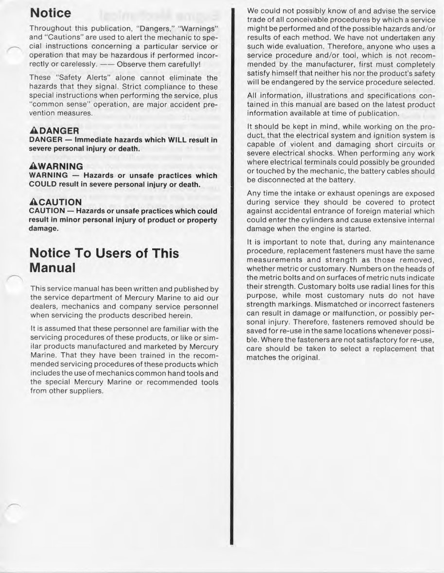 1989-1995 Mercruiser Mercury Marine 4 Cyl 165 170 180 190 3.7L Alpha One Engine Service & Repair Manual preview img 5
