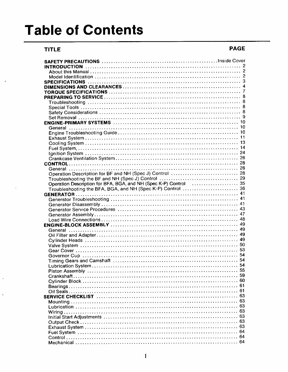 Onan RV Generator Set (BF BFA BGA NH) Service Repair Workshop Manual preview img 3