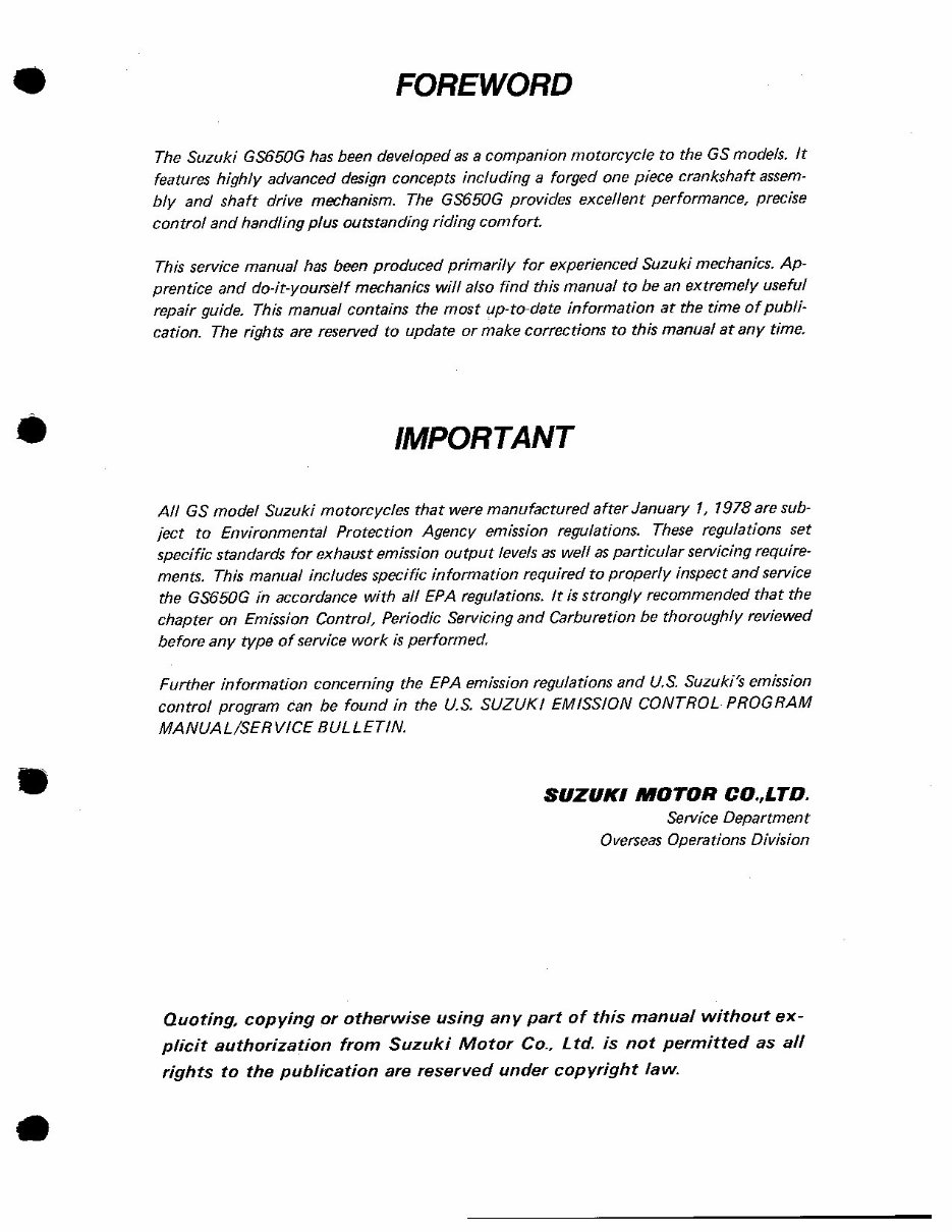 1981-1983 Suzuki GS650G / GS650GL Service & Repair Manual preview img 2