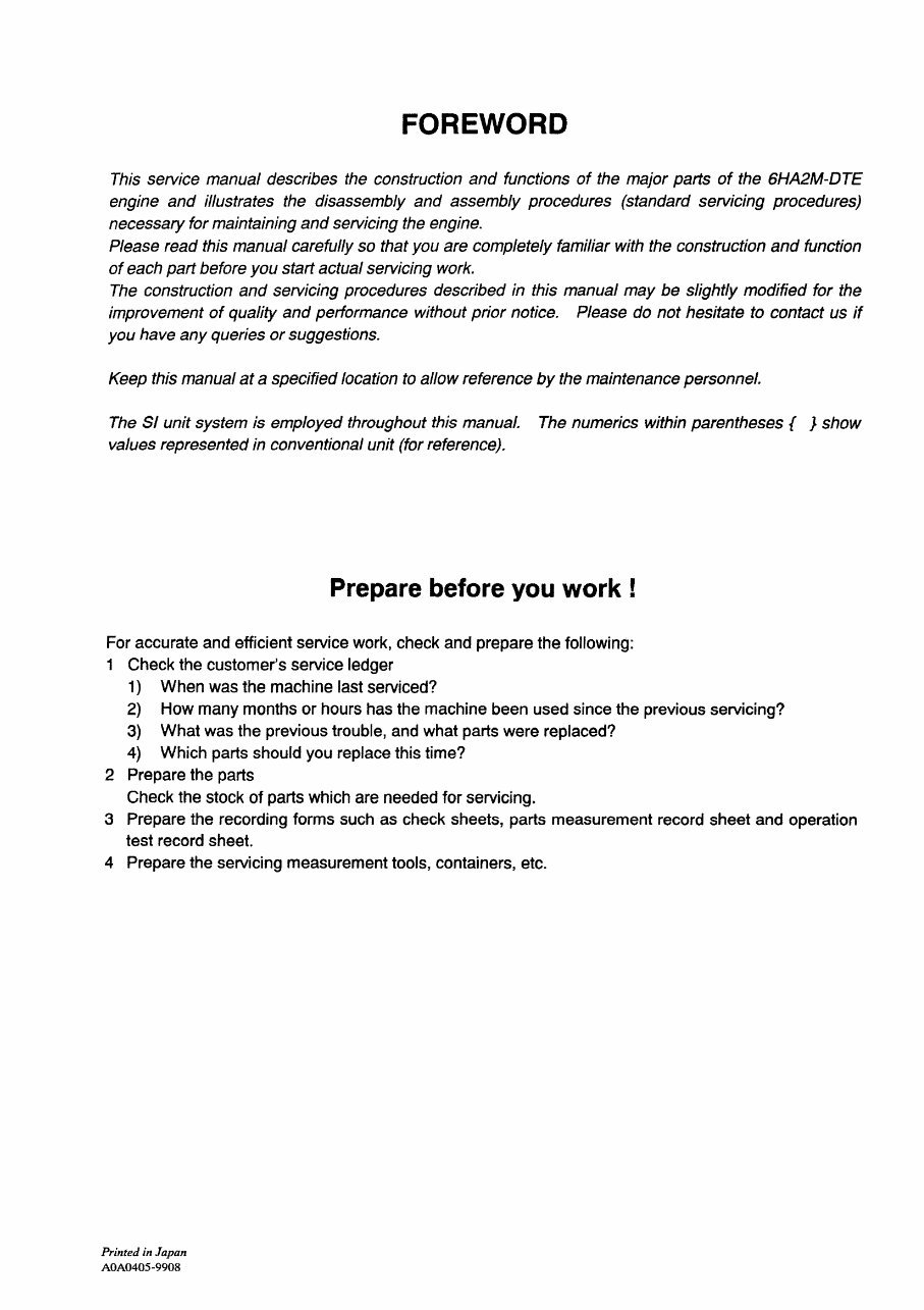 Yanmar Marine Diesel Engine 6HA2M-DTE Service Repair Manual preview img 2
