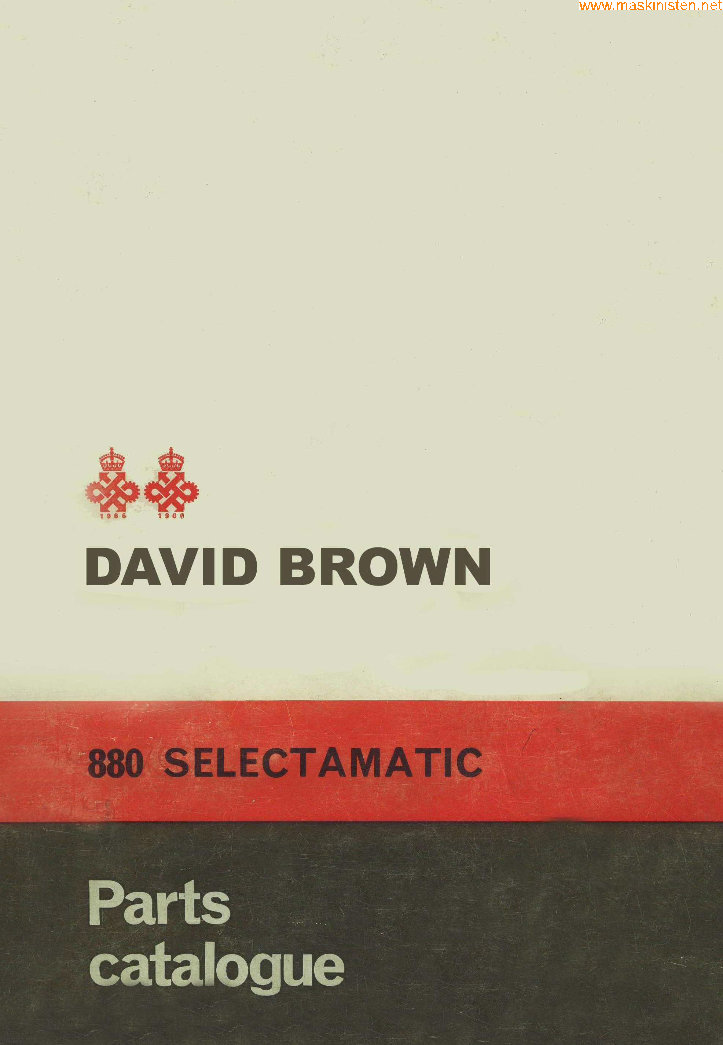 David Brown 880 Selectamatic Tractors Parts Catalog preview img 1