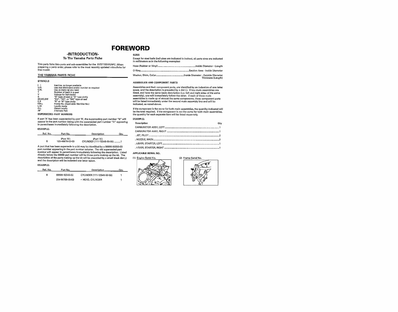 YAMAHA VSTAR Classic XVS1100 Replacement Parts Manual 2000 preview img 2