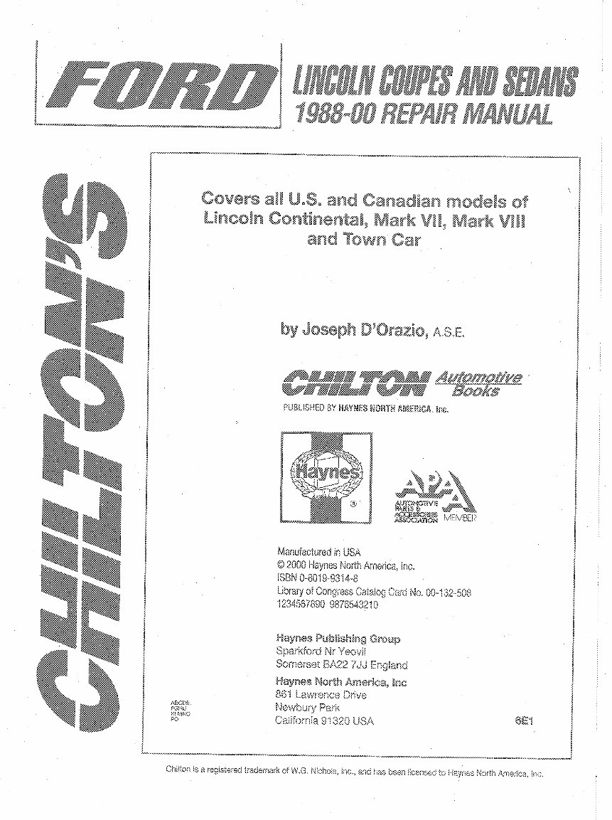 1988-1999 Lincoln Mark VII & Mark VIII Service & Repair Manual preview img 2