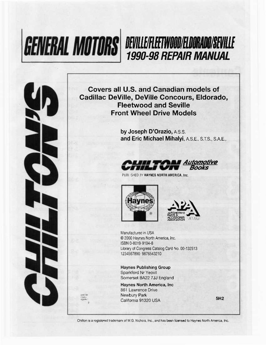 1997 ELDORADO Service and Repair Manual preview img 1