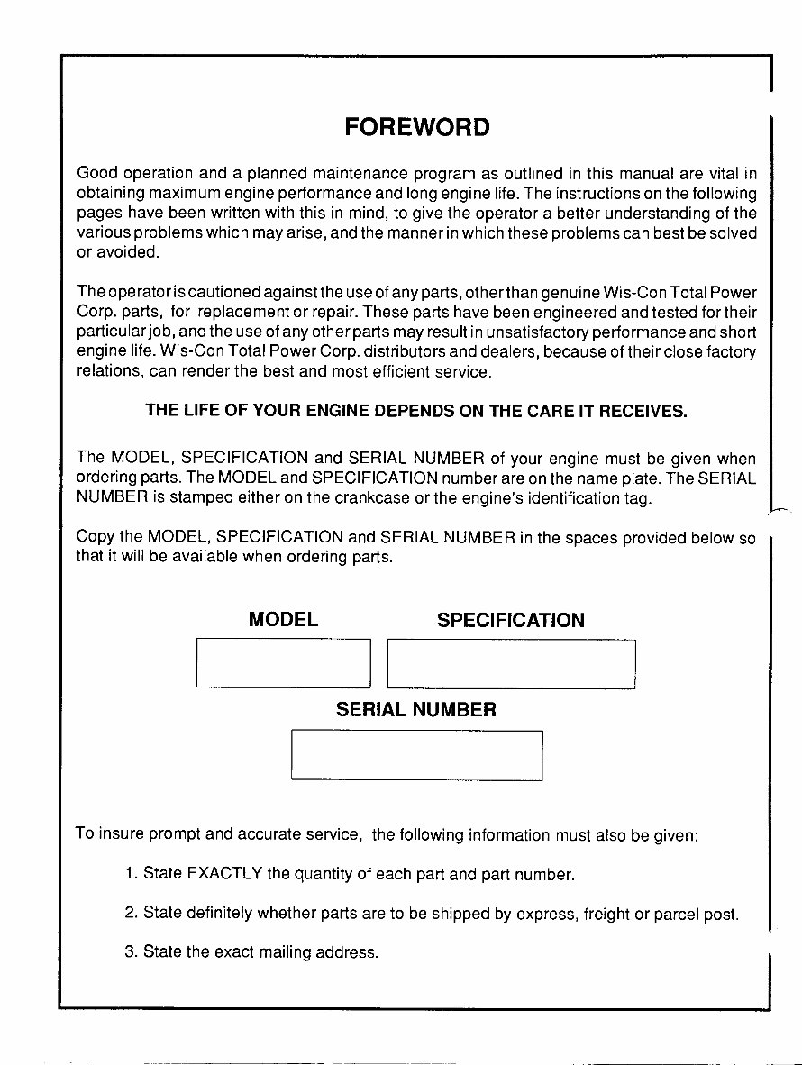 Wisconsin Engine Repair Manual for TJD,THD,TH engines preview img 2