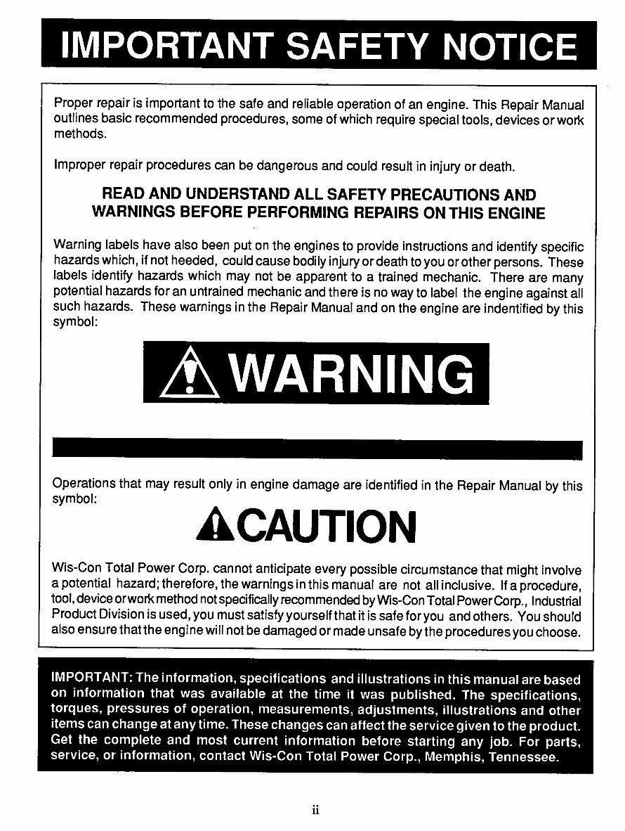 Wisconsin Engine Repair Manual for TJD,THD,TH engines preview img 4