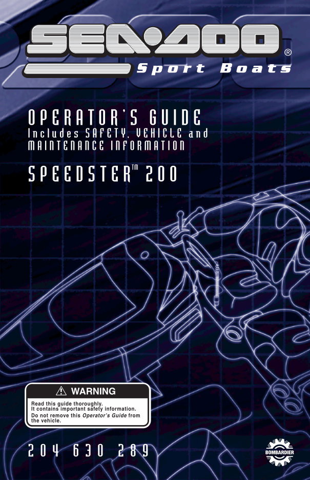 2004-2005 Seadoo Speedster, Challenger, Sportster, X-20, Utopia Boats Service & Repair Manual preview img 1