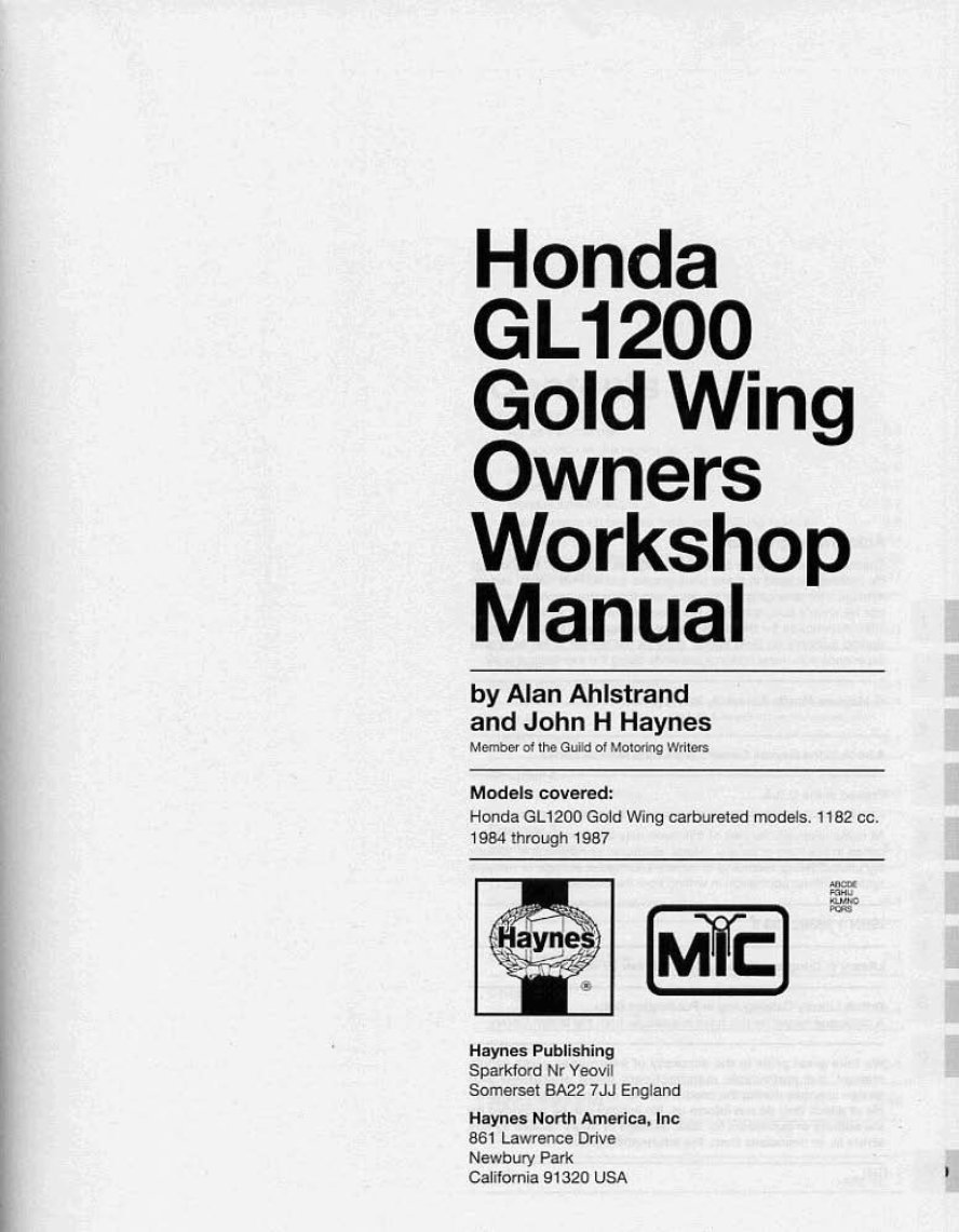 1984-1986 Honda Goldwing Interstate Aspencade GL1200 Service & Repair Manual preview img 2