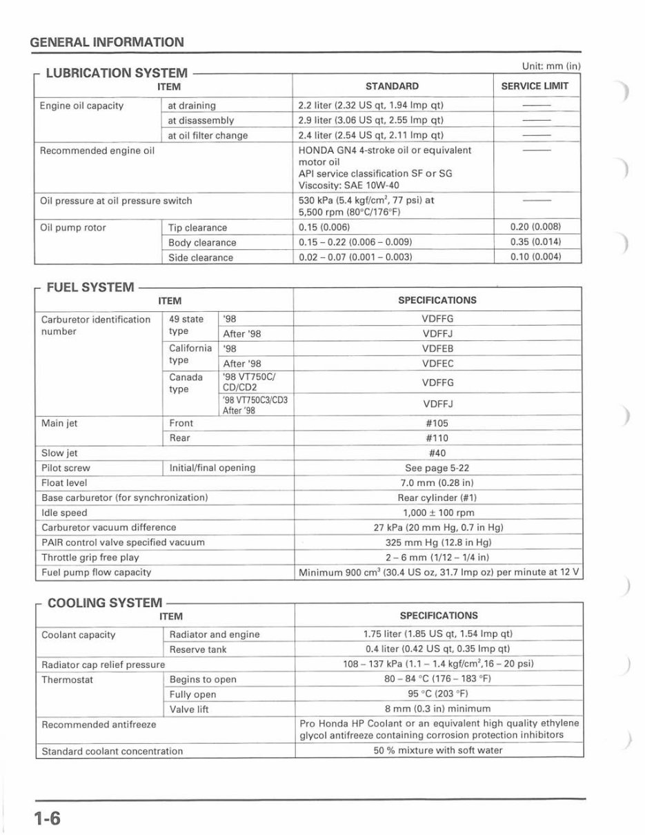 1998-2003 Honda Shadow VT750 ACE Service Manual preview img 8