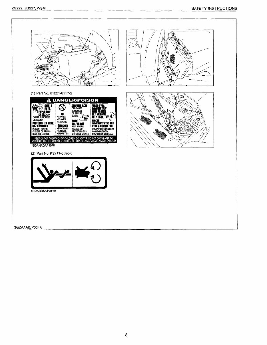 Kubota ZG222/ZG227 Zero Turn Mowers OEM Service & Repair Manual preview img 8