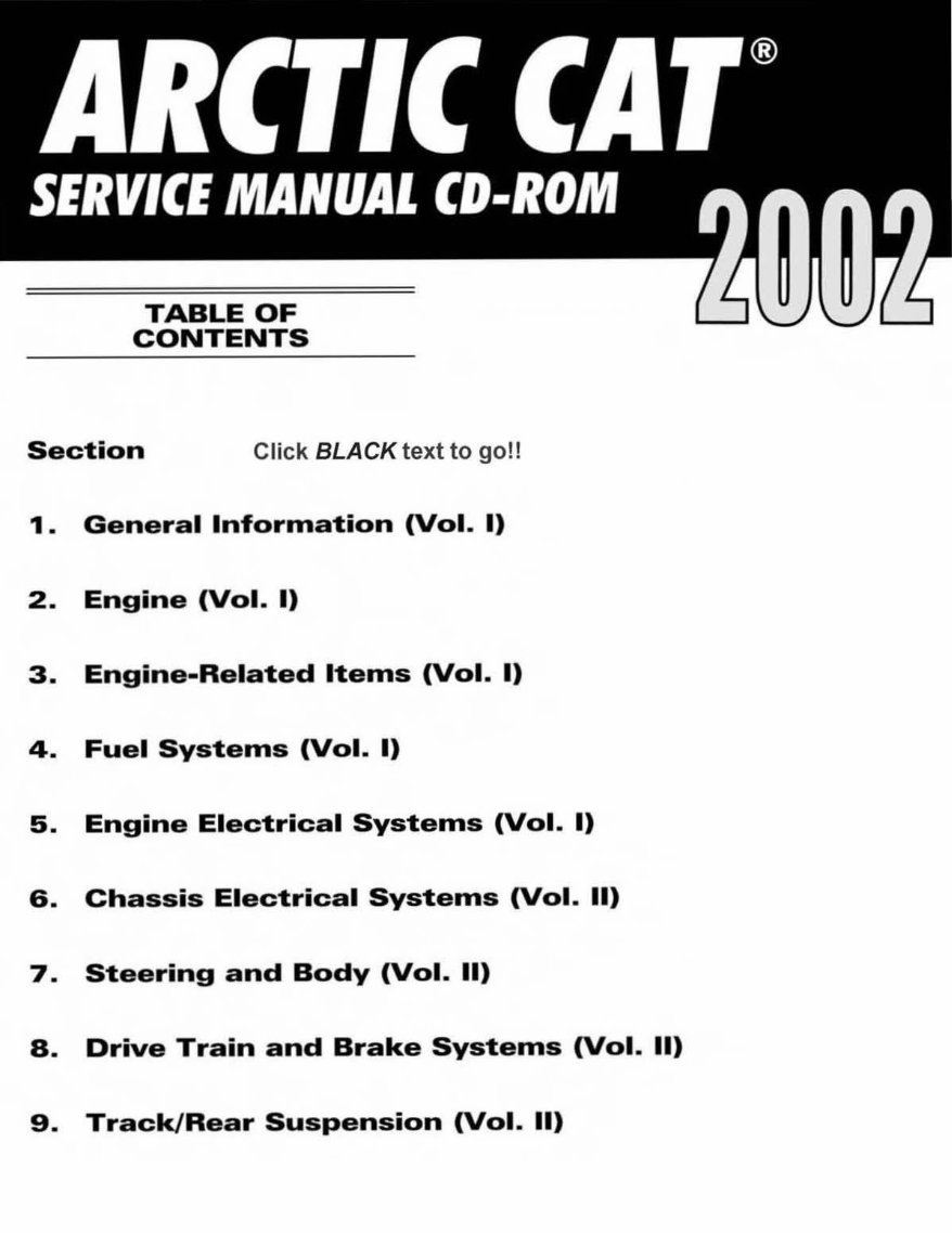 2002 Arctic Cat Snowmobile Service & Repair Manual preview img 2
