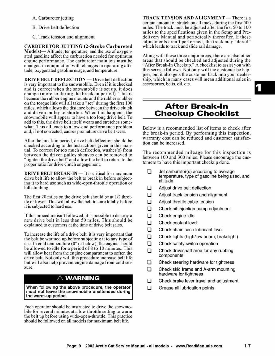 2002 Arctic Cat Snowmobile Service & Repair Manual preview img 9