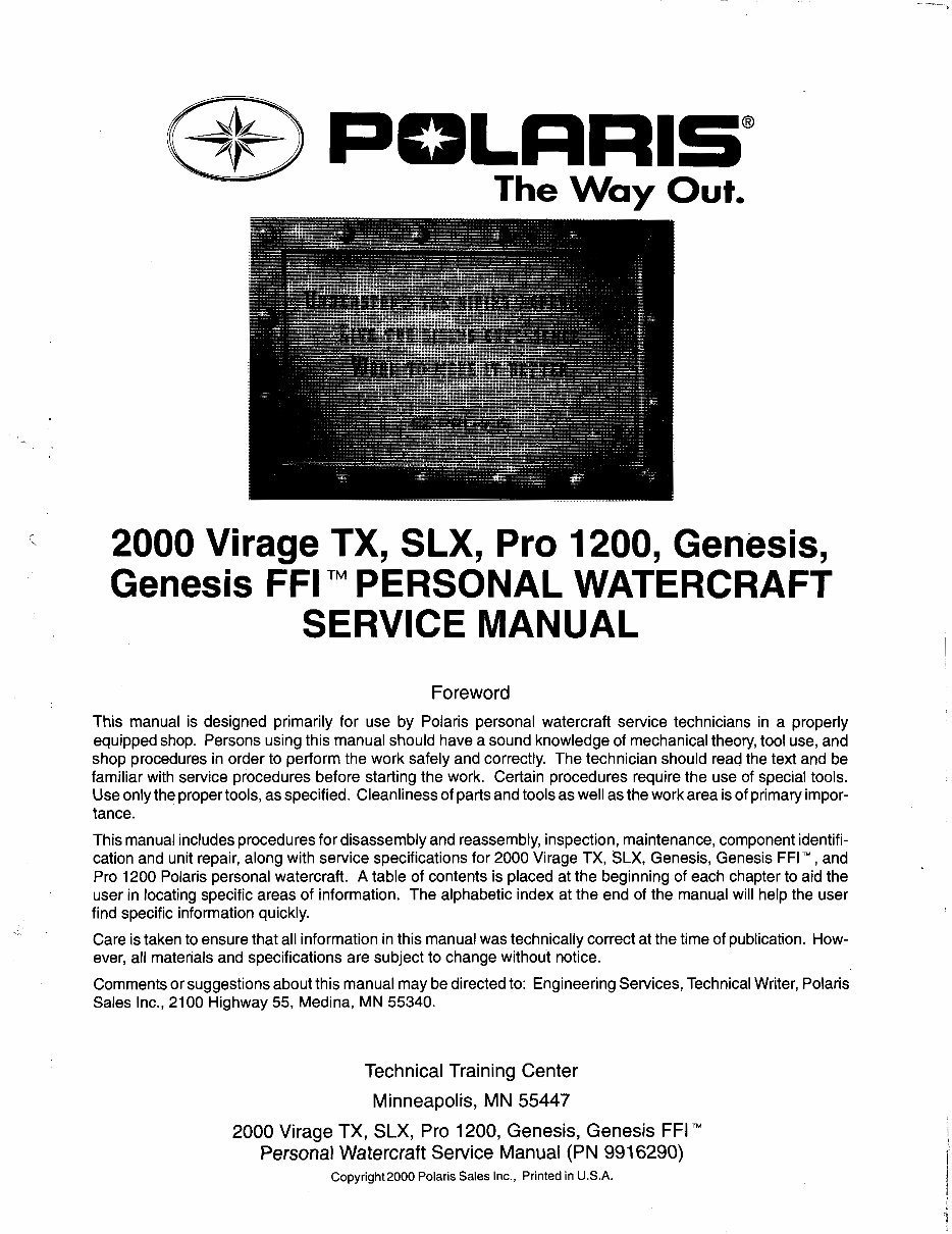 2000 POLARIS VIRAGE Factory Service & Work Shop Manual preview img 2